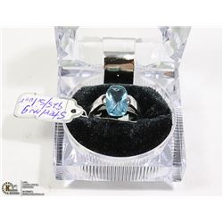 NEW 925 STERLING SILVER RING SIZE 7, BLUE CUBIC