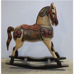 WOOD ROCKING HORSE DECORATIVE ART PIECE