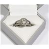 Image 1 : 42) 14KT WHITE GOLD DIAMOND RING. SIZE 7