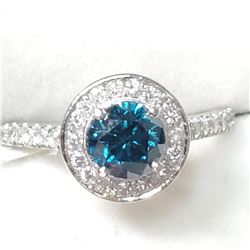 37) PLATINUM  BLUE DIAMOND RING SIZE 6.5