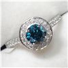Image 2 : 37) PLATINUM  BLUE DIAMOND RING SIZE 6.5