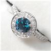 Image 3 : 37) PLATINUM  BLUE DIAMOND RING SIZE 6.5