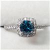 Image 1 : 36) PLATINUM BLUE DIAMOND RING SIZE 6.5