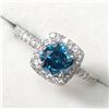 Image 2 : 36) PLATINUM BLUE DIAMOND RING SIZE 6.5