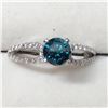 Image 1 : 40) 10KT WHITE GOLD BLUE DIAMOND RING.SIZE 6.5