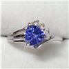 Image 1 : 34) 10K WHITE GOLD TANZANITE AND DIAMOND RING SZ 7