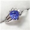 Image 2 : 34) 10K WHITE GOLD TANZANITE AND DIAMOND RING SZ 7