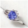 Image 3 : 34) 10K WHITE GOLD TANZANITE AND DIAMOND RING SZ 7