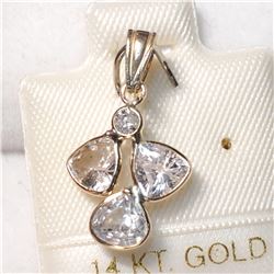 31) 14K YELLOW GOLD SAPPHIRE & DIAMOND PENDANT
