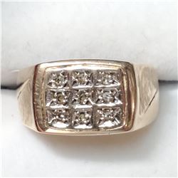49) 10K YELLOW GOLD GENTLEMAN'S DIAMOND RING SZ 7
