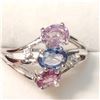 Image 1 : 39) 10K WHITE GOLD PINK & BLUE SAPPHIRE DIAMOND