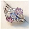 Image 3 : 39) 10K WHITE GOLD PINK & BLUE SAPPHIRE DIAMOND