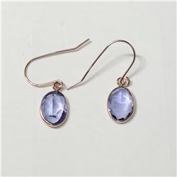 18) 14KT YELLOW GOLD PAIR OF TANZANITE EARRING