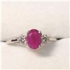 Image 1 : 7) 10K WHITE GOLD RUBY AND DIAMOND RING SZ 6.5