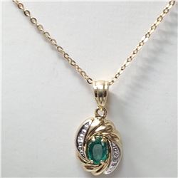 6) 10K YELLOW GOLD EMERALD AND DIAMOND PENDANT