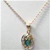 Image 1 : 6) 10K YELLOW GOLD EMERALD AND DIAMOND PENDANT