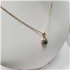 Image 2 : 6) 10K YELLOW GOLD EMERALD AND DIAMOND PENDANT