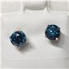 Image 1 : 21) 14K WHITE GOLD PAIR OF BLUE DIAMOND EARRINGS