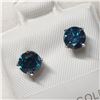 Image 2 : 21) 14K WHITE GOLD PAIR OF BLUE DIAMOND EARRINGS
