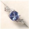 Image 3 : 20) 10KT WHITE GOLD TANZANITE & DIAMOND RING SZ 6
