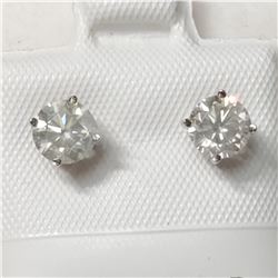 26) 14KT WHITE GOLD PAIR OF DIAMOND EARRINGS