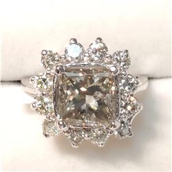 28) 10KT WHITE GOLD SAPPHIRE RING. SIZE 6.5