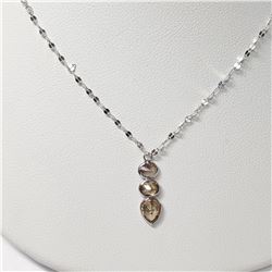 9) 18KT WHITE GOLD BROWN & YELLOW DIAMOND NECKLACE