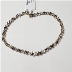 16) 10KT YELLOW GOLD SAPPHIRE AND DIAMOND BRACELET