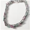 Image 1 : 43) STERLING SILVER EMERALD RUBY SAPPHIRE BRACELET
