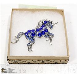 RHINESTONE UNICORN BROOCH