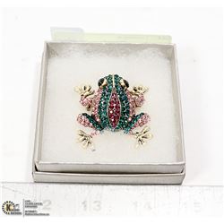 TREE FROG RHINESTONE BROOCH