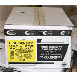 CASE OF 125 36"X50" FOOD GRADE CLEAR GARBAGE BAGS