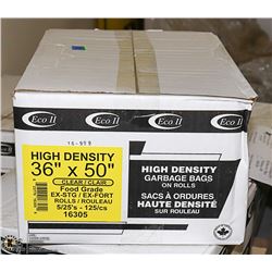 CASE OF 125 36"X50" FOOD GRADE CLEAR GARBAGE BAGS