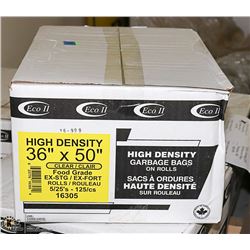 CASE OF 125 36"X50" FOOD GRADE CLEAR GARBAGE BAGS