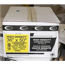 CASE OF 125 36"X50" FOOD GRADE CLEAR GARBAGE BAGS