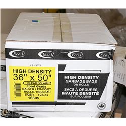 CASE OF 125 36"X50" FOOD GRADE CLEAR GARBAGE BAGS