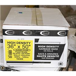 CASE OF 125 36"X50" FOOD GRADE CLEAR GARBAGE BAGS