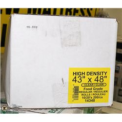 CASE OF 200 43"X48" CLEAR FOOD GRADE GARBAGE BAGS