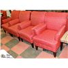 Image 1 : LOT OF 4 RED FABRIC ARMCHAIRS