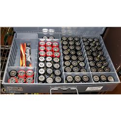 METAL CONTAINER FILLED WITH D AND C CELL BATTERIES