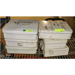6 ASSORTED FIRST AID KITS AND CONTENTS AS IS
