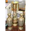 Image 1 : 3 PIECE ORNATE BRASS VASES