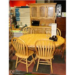LIGHT OAK COLOR TABLE AND CHAIR SET WITH MATCHING