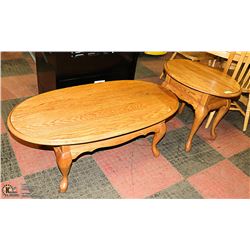 OAK COFFEE (46 X 23 X 16) & END TABLE WITH DRAWER