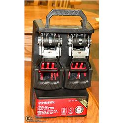 HUSKY 2PK 1-1/2" X 16FT RATCHET TIE DOWNS