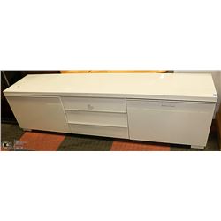 WHITE TV ENTERTAINMENT STAND WITH DRAWERS