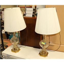 PAIR OF VINTAGE CRYSTAL GLASS LAMP (WORKING)