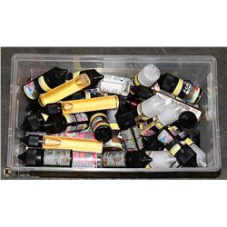 BIN OF VARIOUS VAPE ITEMS FROM STORE CLOSURE