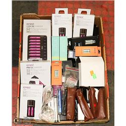 LARGE FLAT OF VAPE ACCESSORIES, SUPPLIES AND MORE.