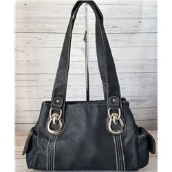 NEW BLACK WESTERN BUCKLE PURSE, 2 LARGE POCKETS